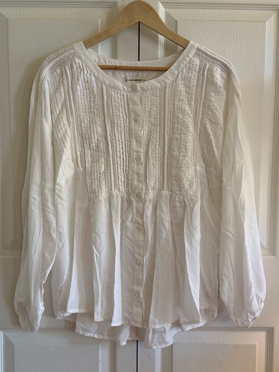 Lucky Brand Cream Button-Front Peasant Blouse - Picture 2 of 10